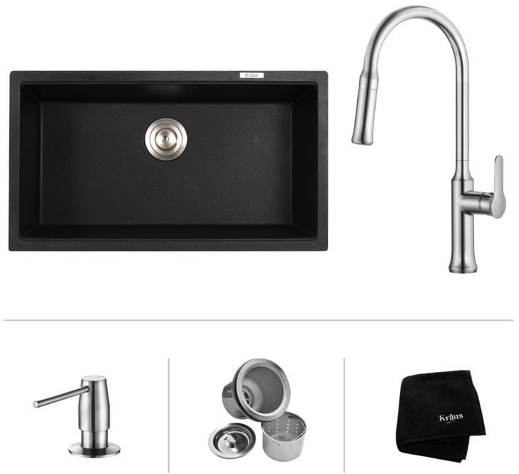 Kraus Kgu413b163042ch 31 Undermount Single Bowl Sink Combo With Kraus Nola Series Kgu413b163042ch 31 Undermount Single Bowl Sink With Pull Down Kitchen