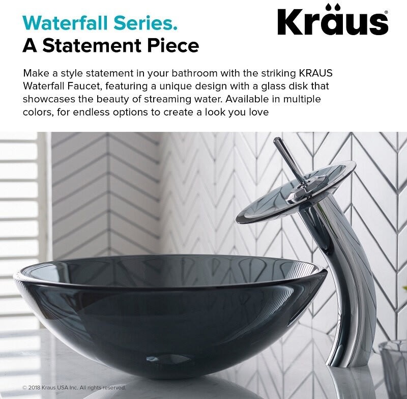 Kraus KGW1700PU10CHBLFR Single Lever Waterfall Vessel Faucet with