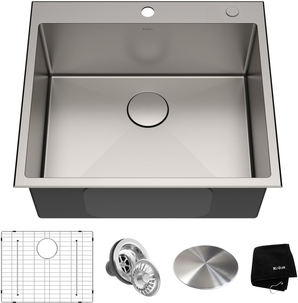 Kraus KHT30125 25 Inch DropIn Stainless Steel Kitchen Sink Kit with
