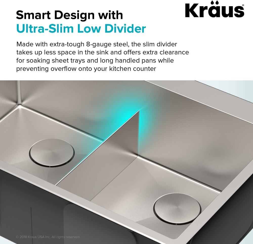 Kraus KHU10332 32 Inch Undermount Double Bowl Kitchen Sink with Ultra ...