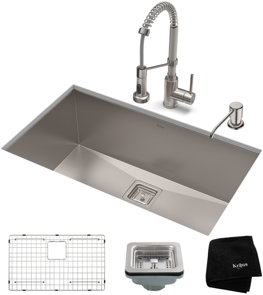 Kraus KHU32161053SS 31 1/2 Inch Undermount Kitchen Sink with Commercial