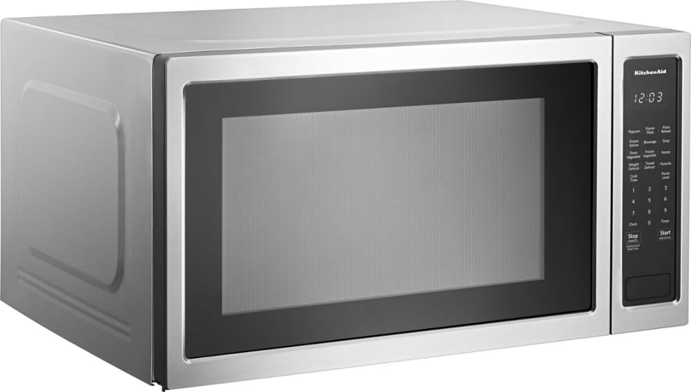 KitchenAid KMCS3022GSS 24 Inch Countertop Microwave Oven with 2.2 cu. ft.  Capacity, 1200-Watt Cooking Power, Electronic Controls, Timed Defrost, 9  Quick-Touch Cycles, Color-Coordinated Stainless Steel Cabinet, and 16-9/16  Recessed Turntable