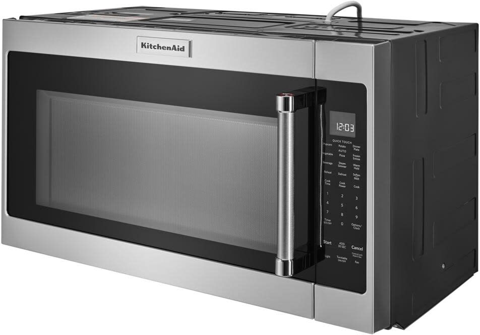 KitchenAid KMHS120ESS 30 Inch Over-the-Range Oven with 2 cu. ft. Capacity, 1000 Watts Power, 400 Sensor Functions, Cookshield Finish, Steam/Simmer Cook Cycle, Halogen Task Lights, and Stoppable Turntable: