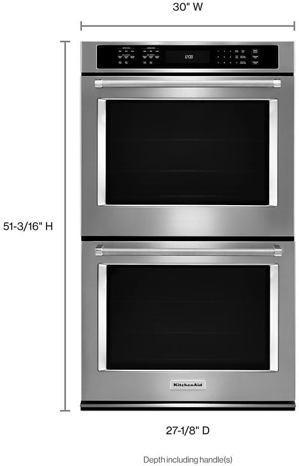 KitchenAid KODE500ESS 30 Inch Double Convection Electric Wall Oven with 10  cu. ft. Total Capacity, Self-Clean Oven, Even-Heat™ True Convection Oven, Temperature  Probe, Even-Heat™ Preheat, Glass-Touch Display, and FIT System Guarantee:  Stainless