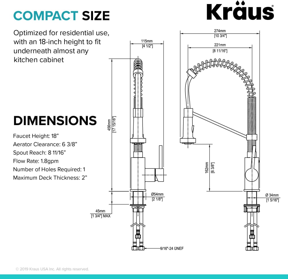 Kraus KPF1610CH Single Handle Pull Down Commercial Kitchen Faucet