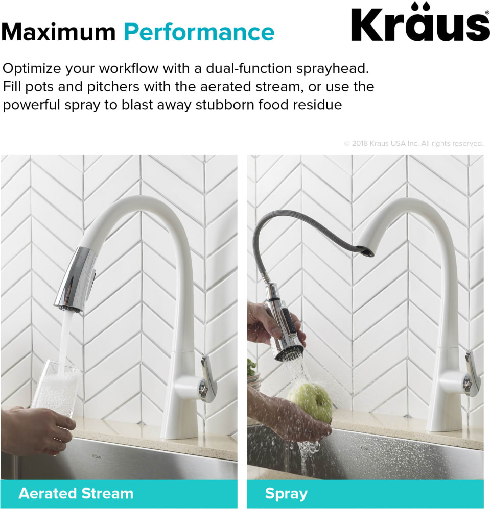 Kraus KPF1673CHWH Dual Function Pull-Down Kitchen Faucet with Dual