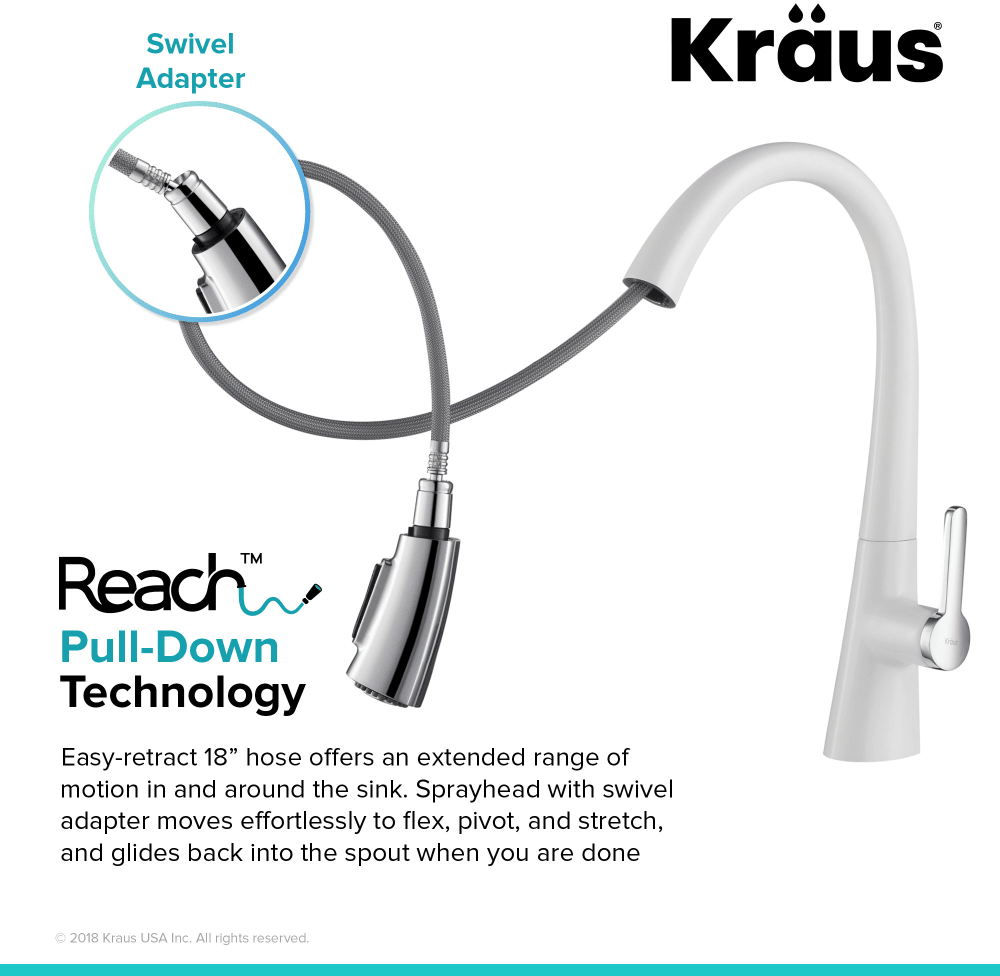 Kraus KPF1673CHWH Dual Function Pull-Down Kitchen Faucet with Dual