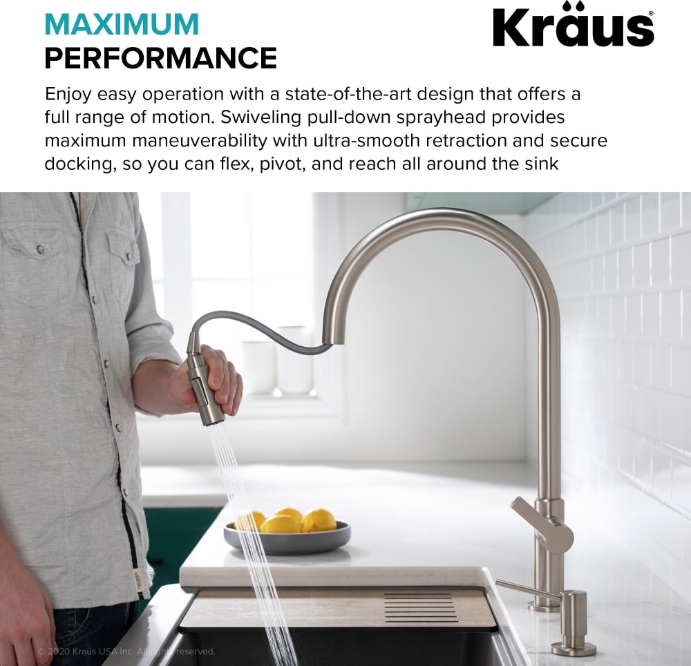 Kraus KPF2821MB Single Handle Pull Down Kitchen Faucet with Dual