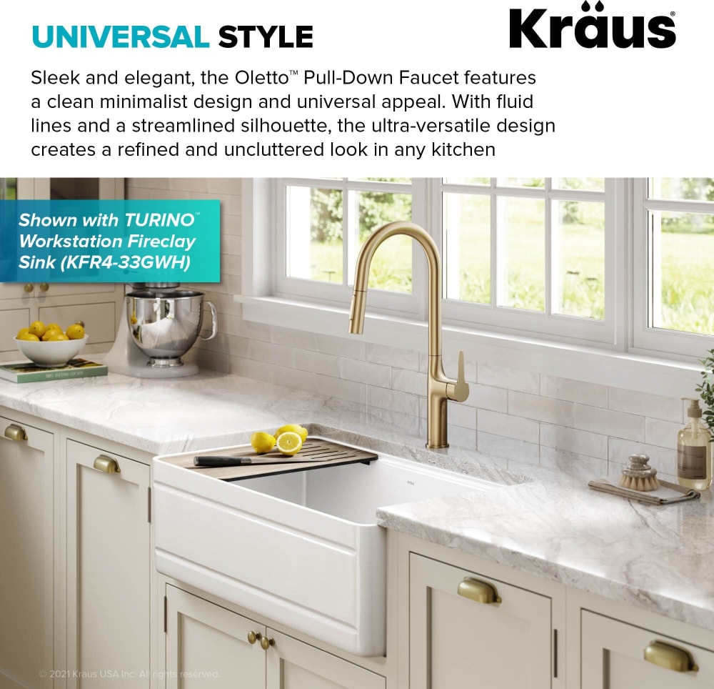 Kraus KPF3101BG Single Handle Pull Down Sprayer Kitchen Faucet with 1.8 ...