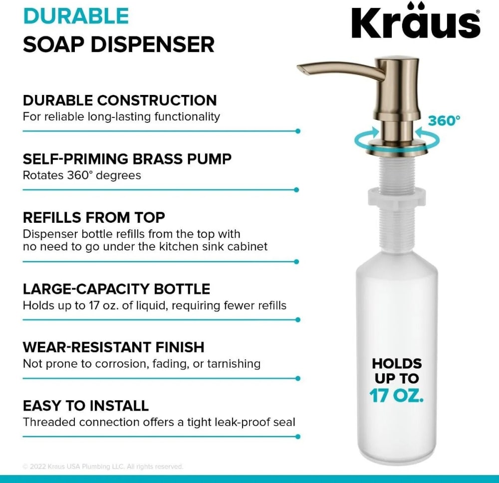 Kraus KSD54SFACB Boden Kitchen Soap and Lotion Dispenser with 17 oz