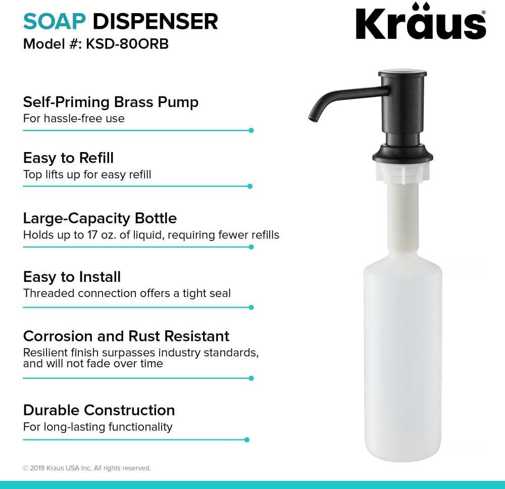 Kraus KSD80ORB Kitchen Soap Dispenser with Lotion Dispenser, Durable