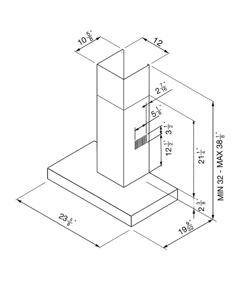 Smeg KSM24XU Wall Mount Chimney Range Hood with 600 CFM Internal Blower