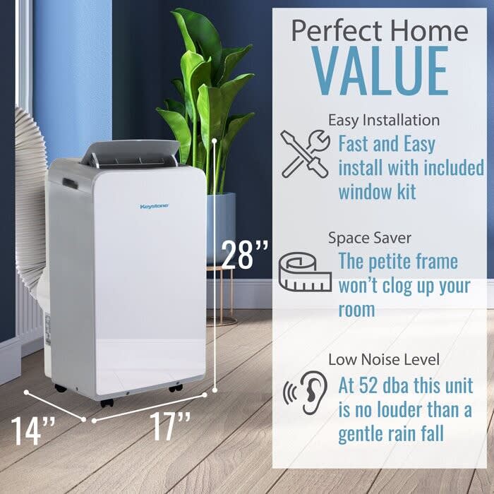 KeyStone KSTAP08MAC Portable Air Conditioner with Follow Me Remote Control, 3in1 Functions