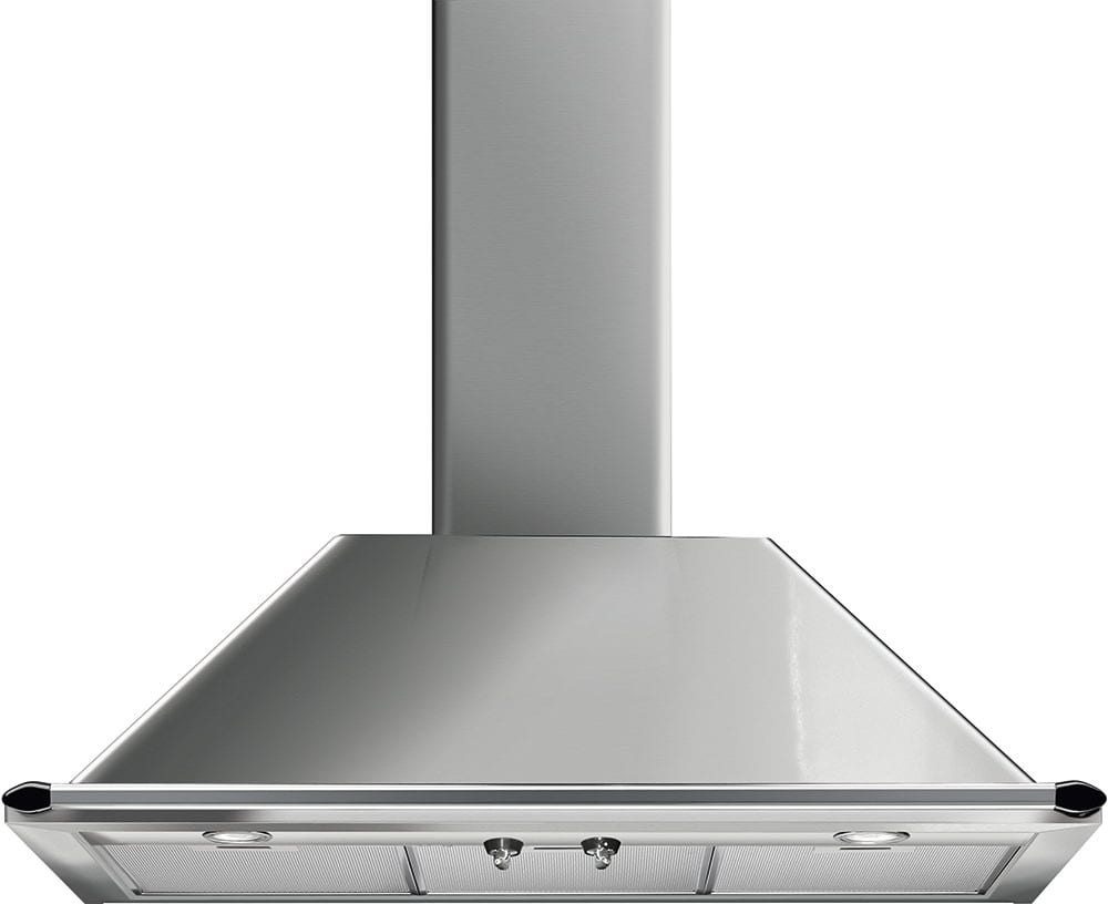 Smeg KTU36X 36 Inch Wall Mount Chimney Range Hood with 4 Speeds, Halogen Lights, Control Knobs