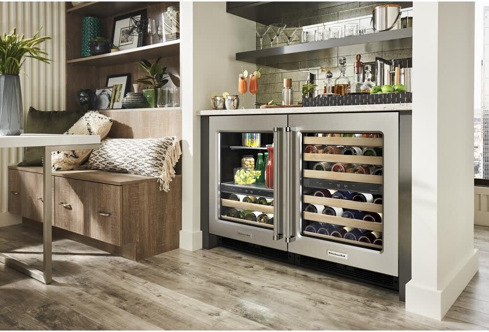 KitchenAid KUBL214KSB 24 Inch Freestanding/BuiltIn Undercounter Dual Zone Beverage Center with
