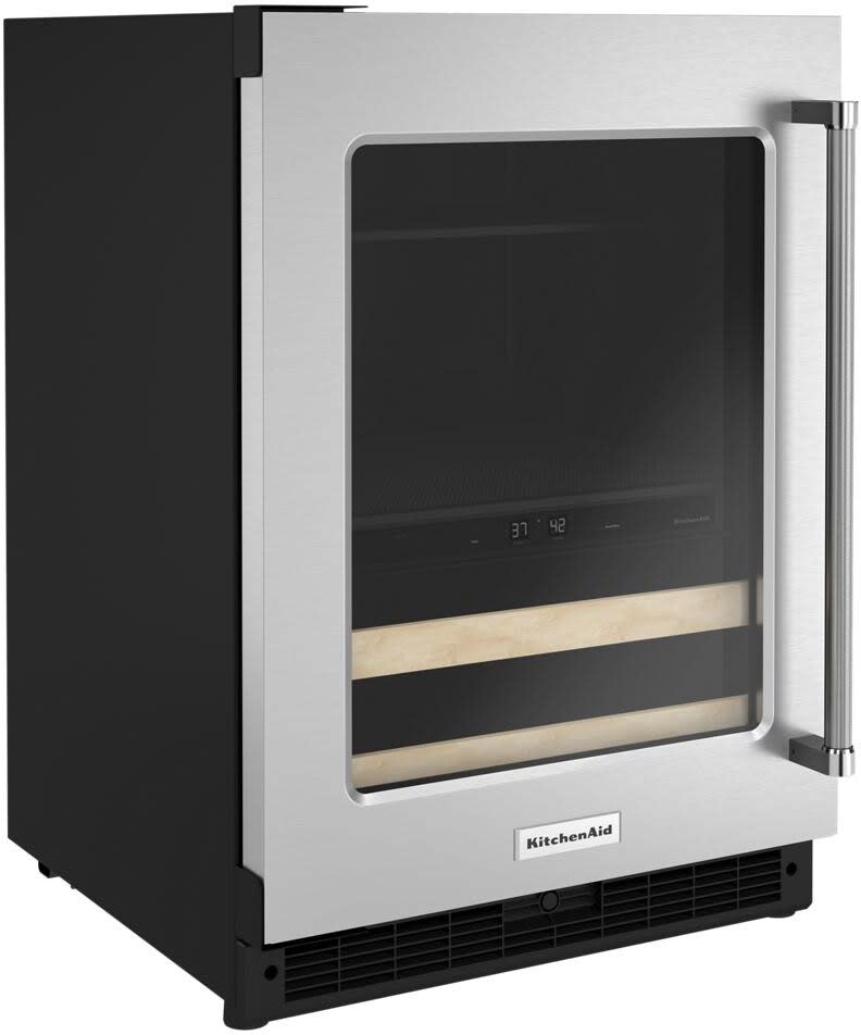 KitchenAid KUBL214KSB 24 Inch Freestanding/BuiltIn Undercounter Dual Zone Beverage Center with