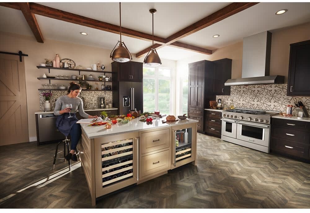 KitchenAid KUBR214KPA 24 Inch Freestanding/BuiltIn Undercounter Dual Zone Beverage Center with