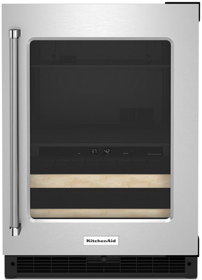 KitchenAid KUBR214KSB 24 Inch Freestanding/BuiltIn Undercounter Dual Zone Beverage Center with