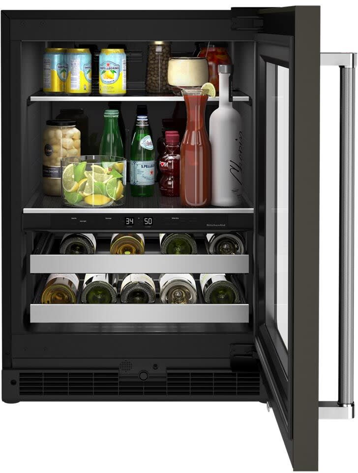 KitchenAid KUBR314KBS 24 Inch Freestanding/BuiltIn Undercounter Dual Zone Beverage Center with