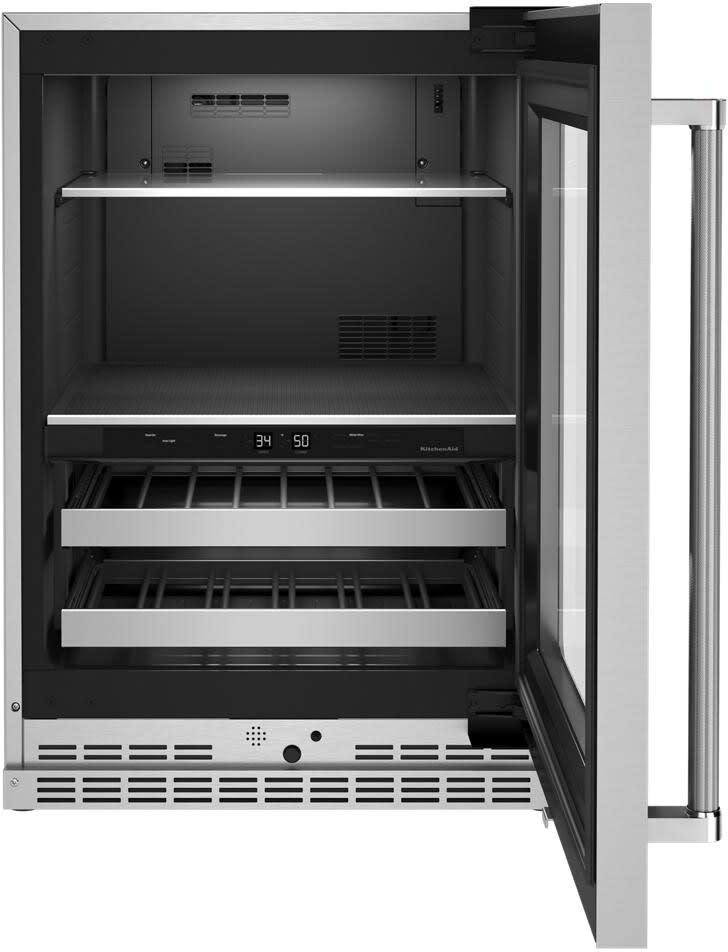 KitchenAid KUBR314KSS 24 Inch Freestanding/BuiltIn Undercounter Dual Zone Beverage Center with