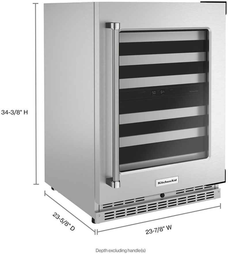 KitchenAid KUWR314KSS 24 Inch Under Counter Dual Zone Wine Cellar with