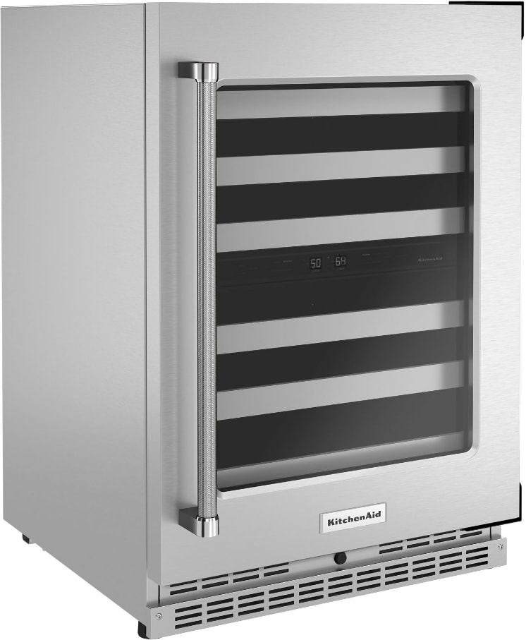 KitchenAid KUWR314KSS 24 Inch Under Counter Dual Zone Wine Cellar with 46 Standard Wine Bottle