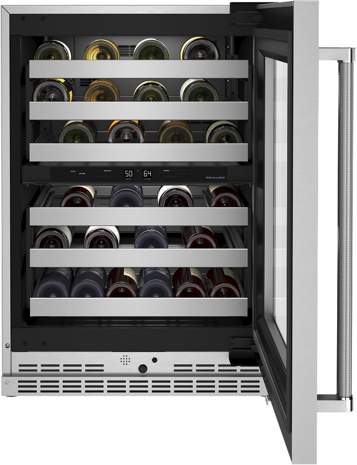 KitchenAid KUWR314KSS 24 Inch Under Counter Dual Zone Wine Cellar with