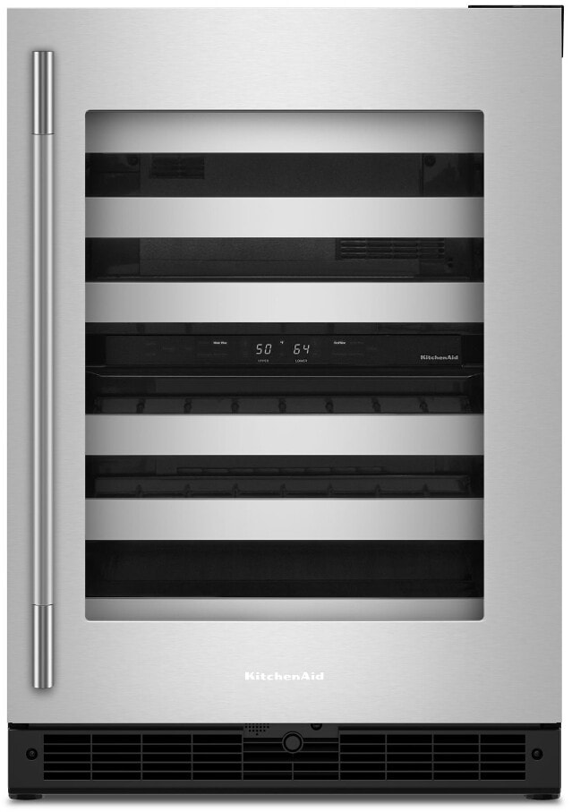 Kj。 KitchenAid KUWR324SSB 24 Inch Undercounter Dual Zone Wine Cellar