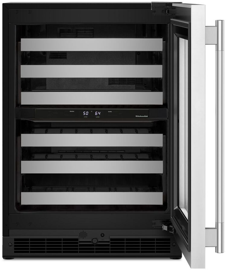 Kj。 KitchenAid KUWR324SSB 24 Inch Undercounter Dual Zone Wine Cellar