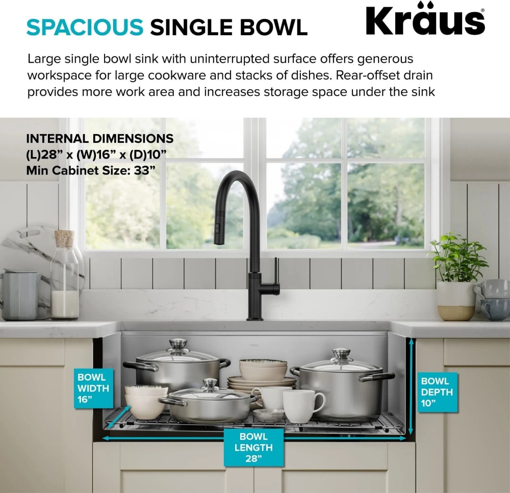 Kraus KWF41030 30 Inch Kore™ Workstation Single Bowl Farmhouse