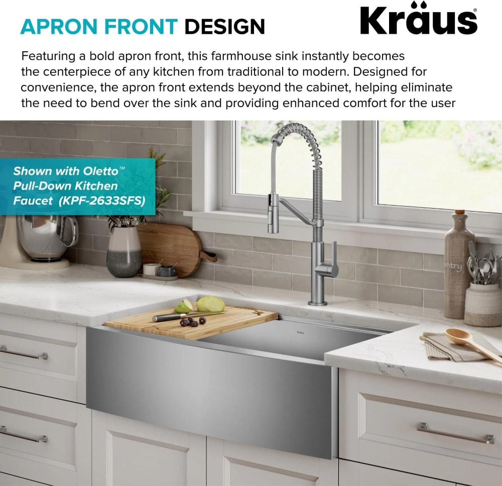 Kraus KWF21033 Kore™ 33 Inch Farmhouse Workstation Single Bowl