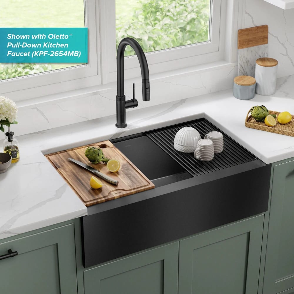 Kraus KWF41033PGM 33 Inch Apron Front Kore™ Workstation Farmhouse