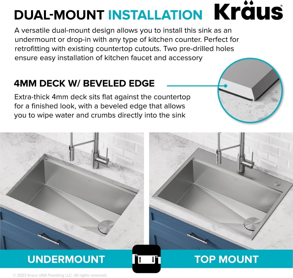 Kraus KWT30032 32 Inch Kore™ Workstation Undermount Single Bowl