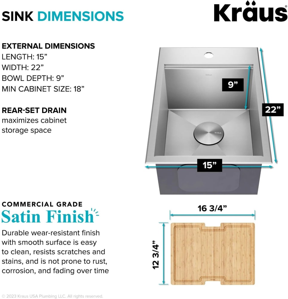15 Workstation Sink - Single Bowl - Bar Sink - Prep Sink (5LS15