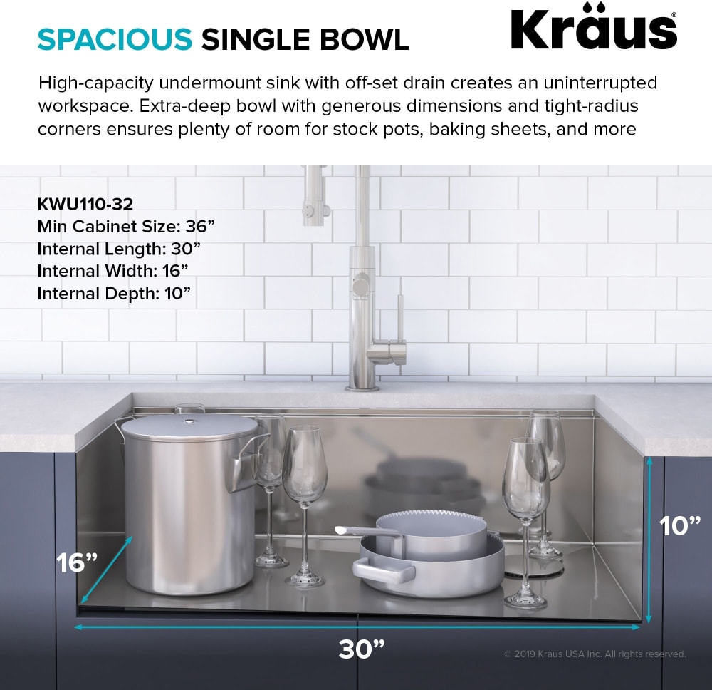 Kraus KWU11032 Kore™ 32 Inch Undermount Workstation Single Bowl Kitchen