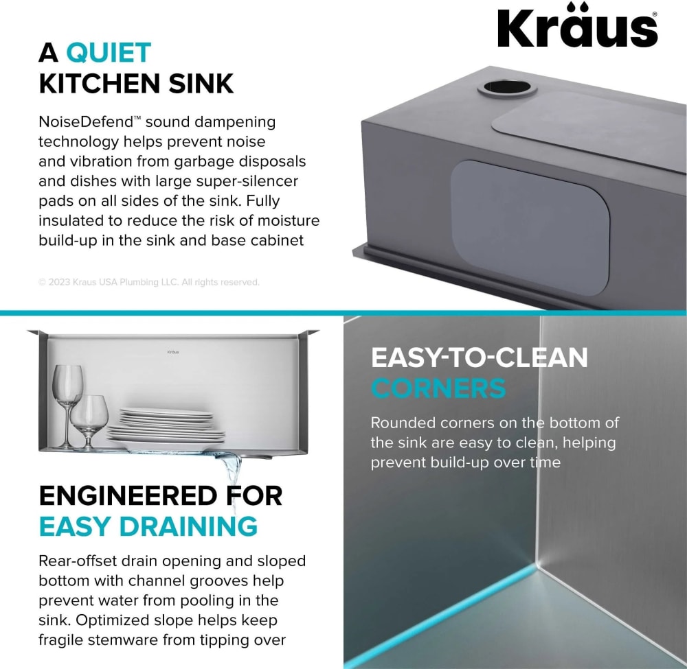 KRAUS KWU111-23 Kore Workstation 23-inch Undermount 16 Gauge Single Bowl Stainless  Steel Kitchen Sink with Integrated Ledge and Accessories (Pack of 5) 