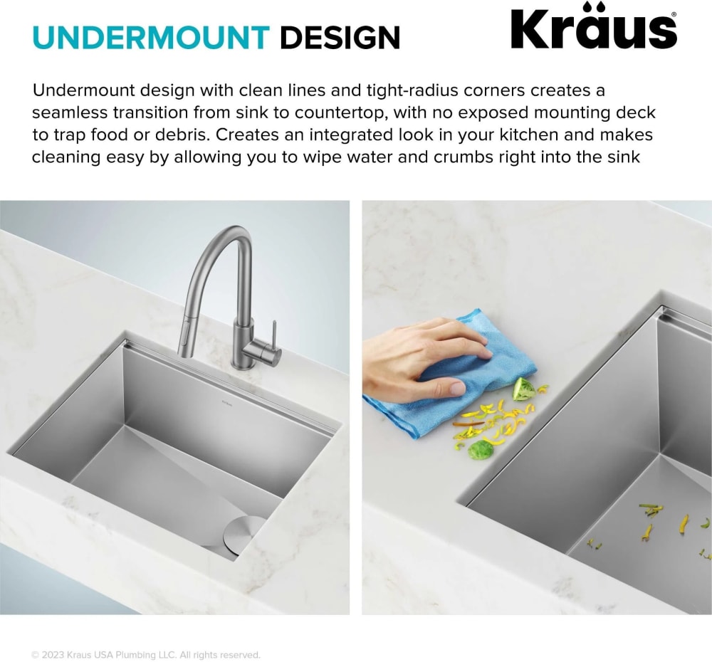 Kraus KWU11123 23 Inch Kore Workstation Stainless Steel Kitchen Sink ...
