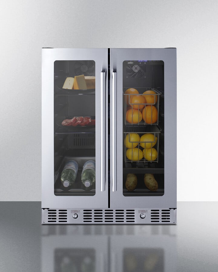 Summit ALFD24WBVCSSPANTRY 24 Inch Built-In Dual-Zone Produce Refrigerator with 4.6 Cu. Ft Capacity, Cold/Produce Zones, Pantry Zone, Humidity Tray, High Temperature/Open Door Alarm, Digital Thermostat, and ADA Compliant: Stainless Steel Cabinet