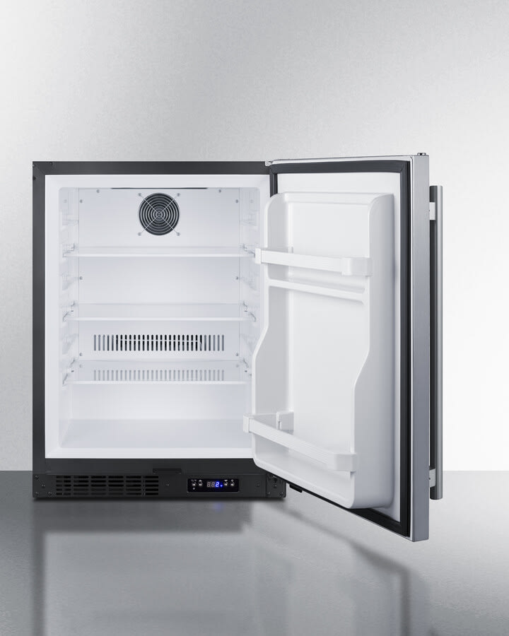 Summit ALFZ51CSS 24 Inch Built In All Freezer with 4.0 cu ft. Capacity 3 Glass Shelves 2 Door Racks Lock Sabbath Mode Digital Control Panel ETL S Listed and ADA Compliant Stainless Steel