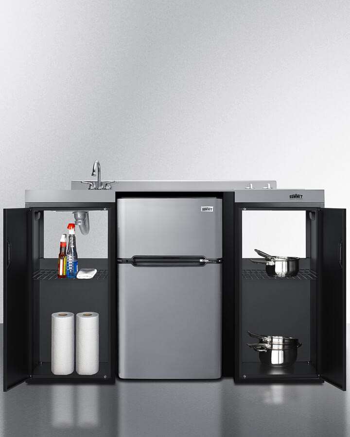 Summit CK55ADASINKL 54 Inch All-In-One Kitchenette with 3.2 cu. ft