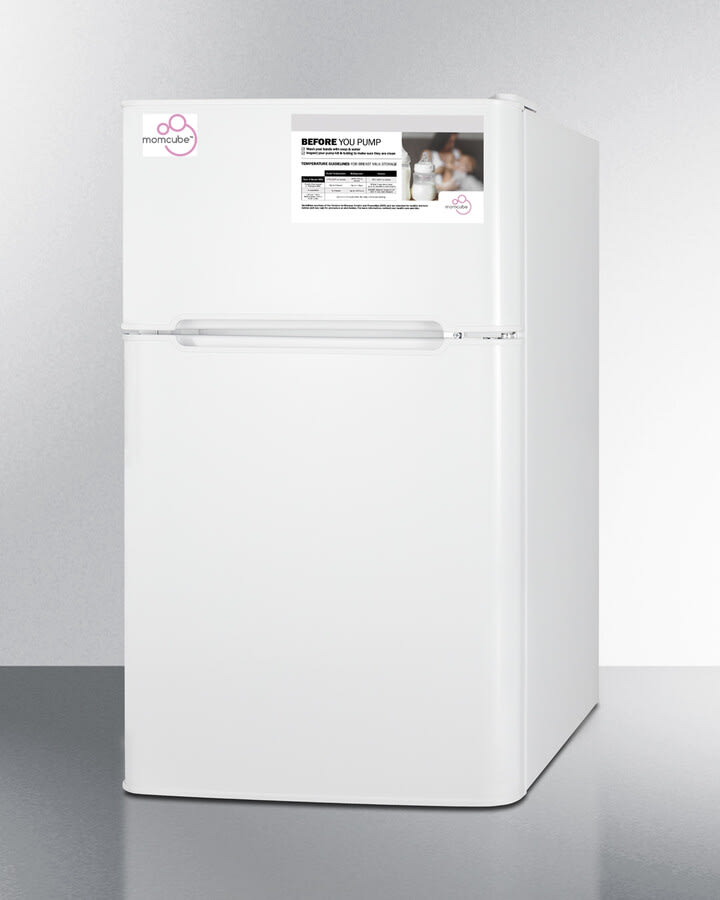 Summit CP34WMC 19 Inch MOMCUBE™ Refrigerator-Freezer with 3.2 Cu. Ft. Capacity, Adjustable Shelf, Freezer Compartment, Dispense-A-Can Door Compartment, Interior Light, 100% CFC Free, and ENERGY STAR Qualified