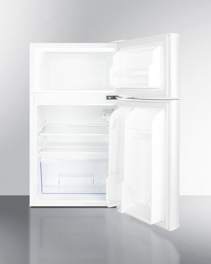 Summit CP34WMC 19 Inch MOMCUBE™ Refrigerator-Freezer with 3.2 Cu. Ft. Capacity, Adjustable Shelf, Freezer Compartment, Dispense-A-Can Door Compartment, Interior Light, 100% CFC Free, and ENERGY STAR Qualified