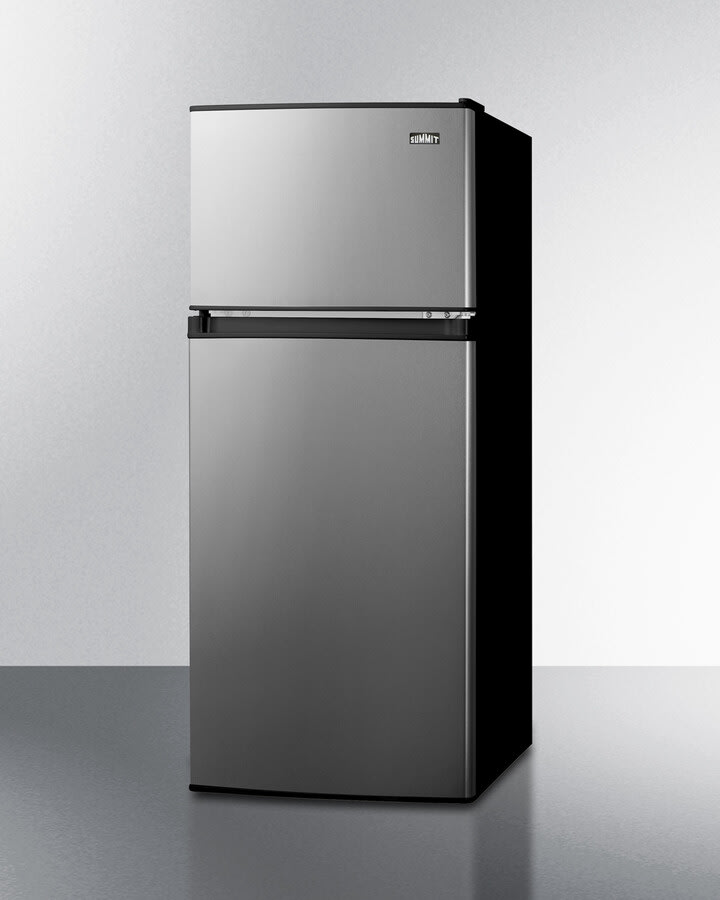 Summit CP73PL 19 Inch Refrigerator-Freezer with 4.5 Cu. Ft. Capacity, Adjustable Shelves, Curved Door Racks, Interior Light, Adjustable Thermostats, Cycle Defrost, 100% CFC Free, and ADA Compliant Design: Stainless Look