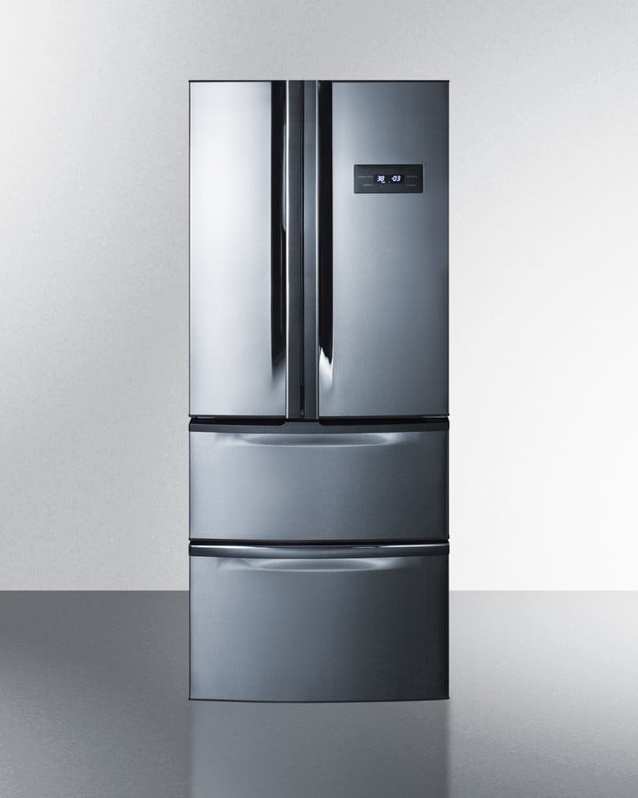 Summit Fdrd15ss 27 Inch Counter Depth French Door Refrigerator With Double Freezer Drawers Fast Freeze Frost Free Dual Crispers Deli Drawer Spill Proof Adjustable Glass Shelves Digital Thermostats Open Door Alarm 100 Cfc Free
