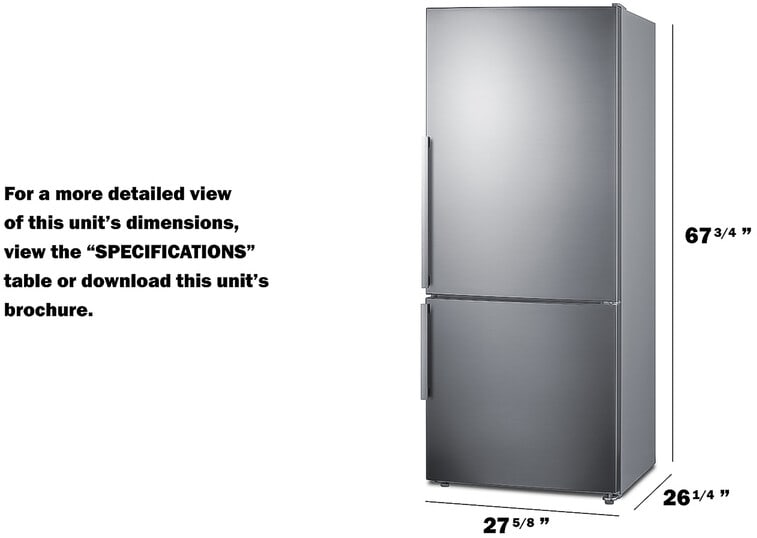 Summit FFBF284SSIM 28 Inch Counter-Depth Bottom Freezer