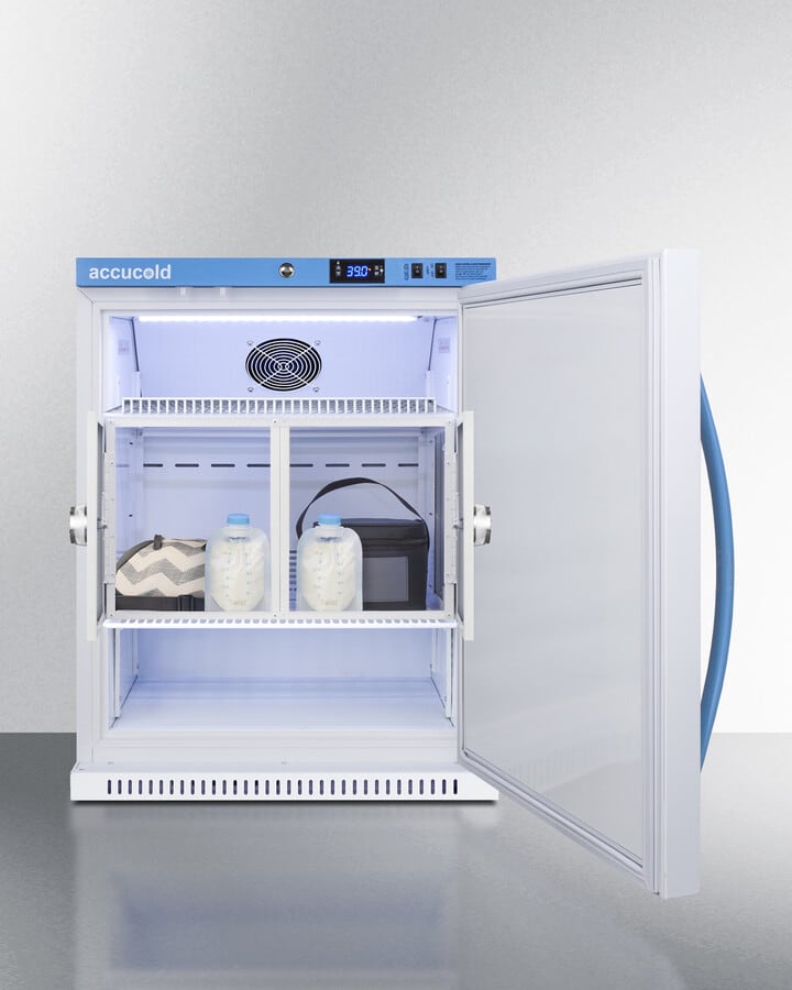 AccuCold MLRS62BIADAMCLK 24 Inch MOMCUBE™ Breast Milk Refrigerator with