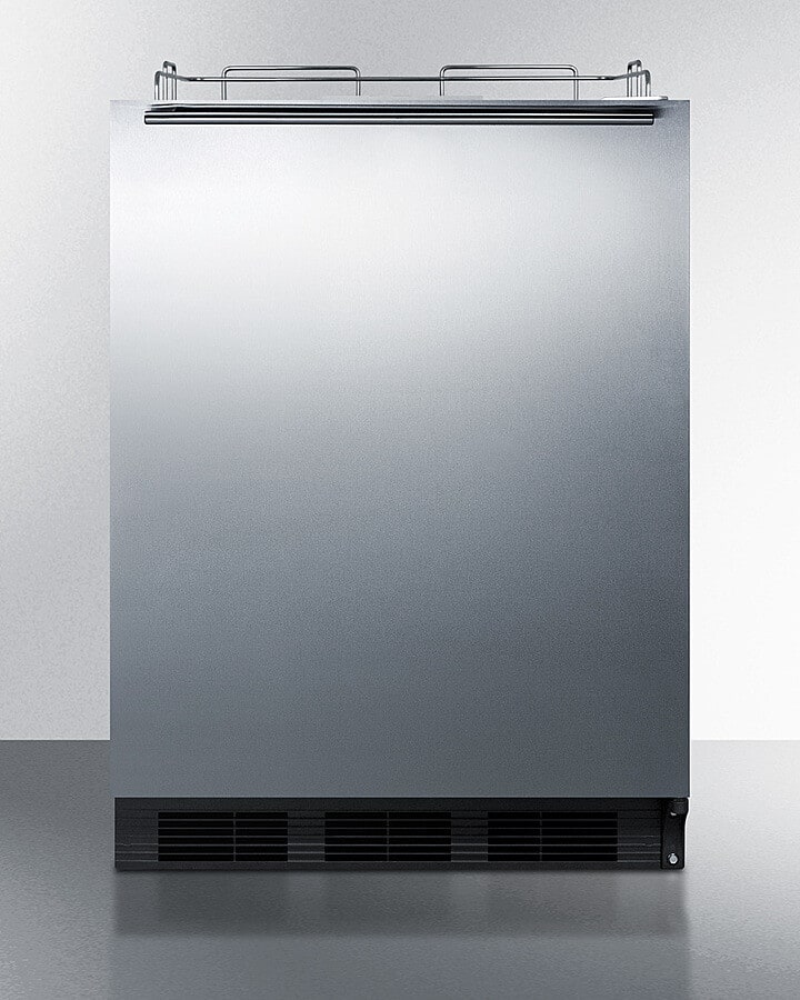 Summit SBC58BLBIADANK 24 Inch Built In Kegerator with 5.5 cu. ft Capacity Interior Light Lock Adjustable Thermostat and ADA Compliant Tapping System Required Stainless Steel