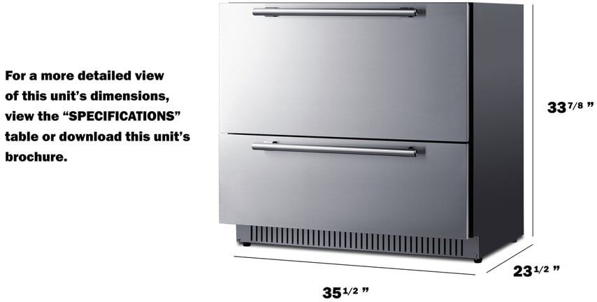 Summit SPR36DROS 36 Inch Built-In Outdoor Double Drawer
