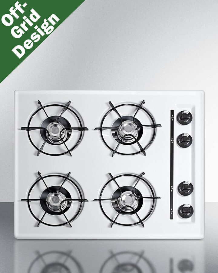 Summit WLL03P 24 Inch Gas Cooktop with 4 Open Burners, Porcelain