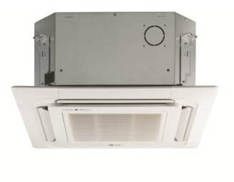 LG LC128HV4 12,000 BTU Single Zone Ceiling Cassette Inverter Heat Pump 4  Way Multi Compatible Ceiling Cassette Mini Split Indoor Unit Air Conditioner  with 13,800 BTU Heating Capacity, Forced Operation, Control Lock